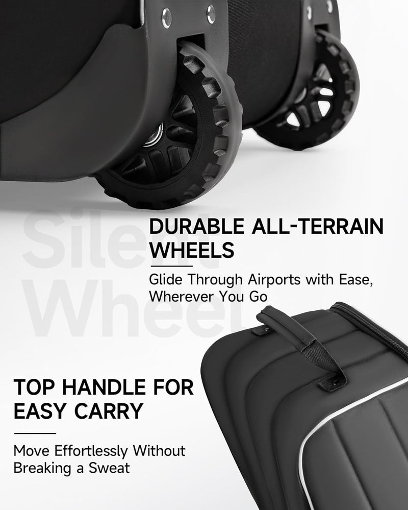 M MANUEKLEAR MANUEKLEAR 1680D Nylon Travel Golf Bags Club for Airlines with Wheels, Golf Travel Bags for Airlines with Padded Top, Golf Travel Case Cover with 3 Large Pocket for Golfer - Image 4